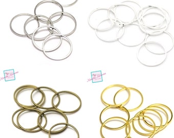 20 thin "circle" connectors 20 mm, silver/light silver/gold/bronze