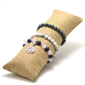 1 long jewelry display or cushion for bracelets, beige linen