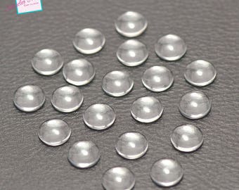 20 cabochons en verre 10 mm, dôme transparent