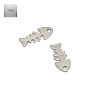 Stainless steel: 20 charms "017 fish skeleton" 18x8 mm, stainless steel