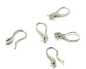 10 hooks support earring "spoon" 18x4 mm, silver