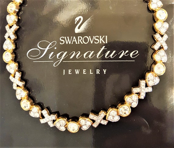 HUGS LOVE KISSES Necklace Vintage Swarovski Signature Jewelry