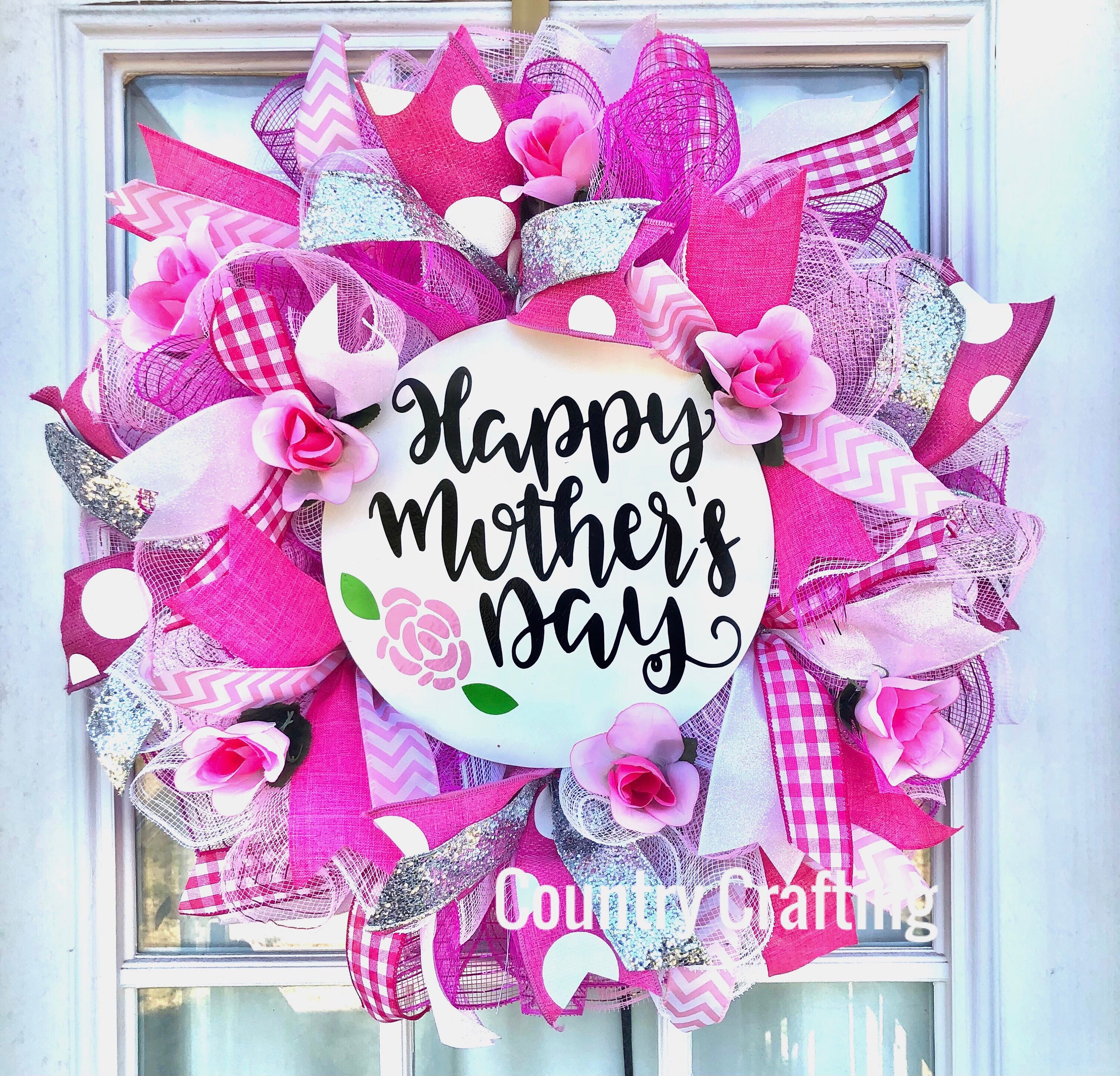 Happy Mother's Day Wreath, Pink Floral Decor - Etsy