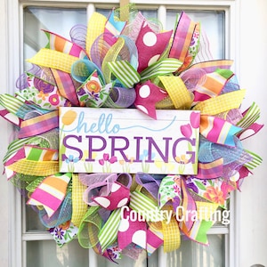Hello Spring, spring wreath, Everyday Spring, Spring wreath for front door, Spring Decor, Easter wreath, Welcome Spring, Wreath image 1