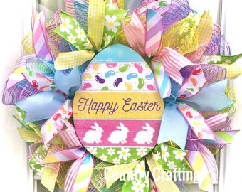 Welcome Easter Wreath, Easter wreath, Bunny wreath,  Happy Easter Wreath, Rabbit Wreath, Easter bunny wreath