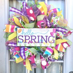 Hello Spring, spring wreath, Everyday Spring, Spring wreath for front door, Spring Decor, Easter wreath, Welcome Spring, Wreath image 2