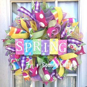 Hello Spring, spring wreath, Everyday Spring, Spring wreath for front door, Spring Decor, Easter wreath, Welcome Spring, Wreath image 3