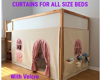 Castle Ikea kura curtain, kura curtains, loft bed curtain, Ikea kura bed, Ikea kura bunk curtain, canopy bed house, bunk bed curtains
