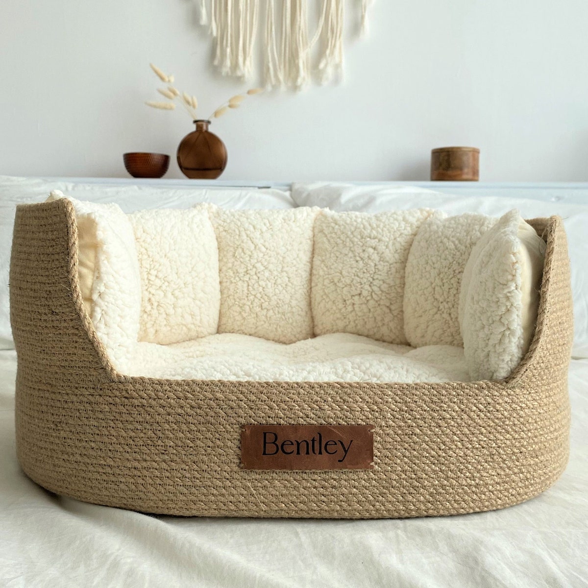 Personalized Dog Bed, Basket Cat Bed, Dog Bed, Pet Bed, Cat Bed, Dog Basket Bed, Comfortable Dog Bed - Etsy