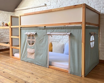 Ikea kura curtain, kura curtains, loft bed curtain, Ikea kura bed, Ikea kura bunk curtain, canopy bed house, bed canopy