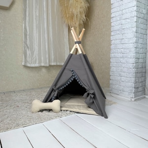 Grey pet teepee, dog house, pet tipi, dog teepee, boho dog house, cat tipi, bunny teepee