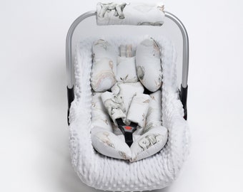 Autositzkissen Kissen Kopfstütze, Baby Autositz Kopf- und Körperstützkissen, Autositzbezug und Einlagekissen