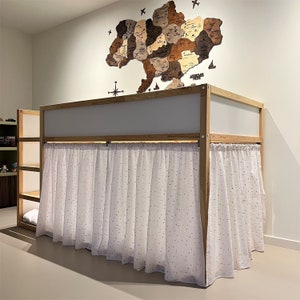 Muslin Ikea kura curtain with glitter stars,muslin kura curtain, loft bed curtain, Ikea kura bed, Ikea kura bunk curtain, canopy bed house