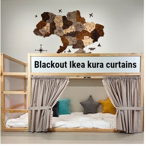 Blackout Ikea kura curtain, kura curtains, loft bed curtain, Ikea kura bed, Ikea kura bunk curtain, canopy bed house, bed canopy