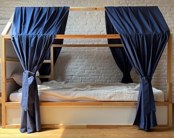 Navy blue bed canopy, toddler bed canopy, montessori house bed canopy, crib curtain, bed baldachin, bed tent