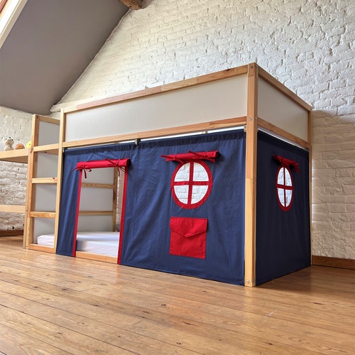 Rideau kura Ikea, rideaux kura, rideau de lit mezzanine, lit Ikea kura, rideau superposé Ikea kura, maison de lit à baldaquin, baldaquin