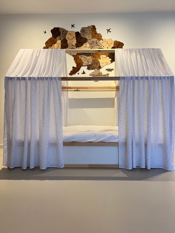 Muslin anopy With Glitter Stars Toddler Bed Canopy Montessori
