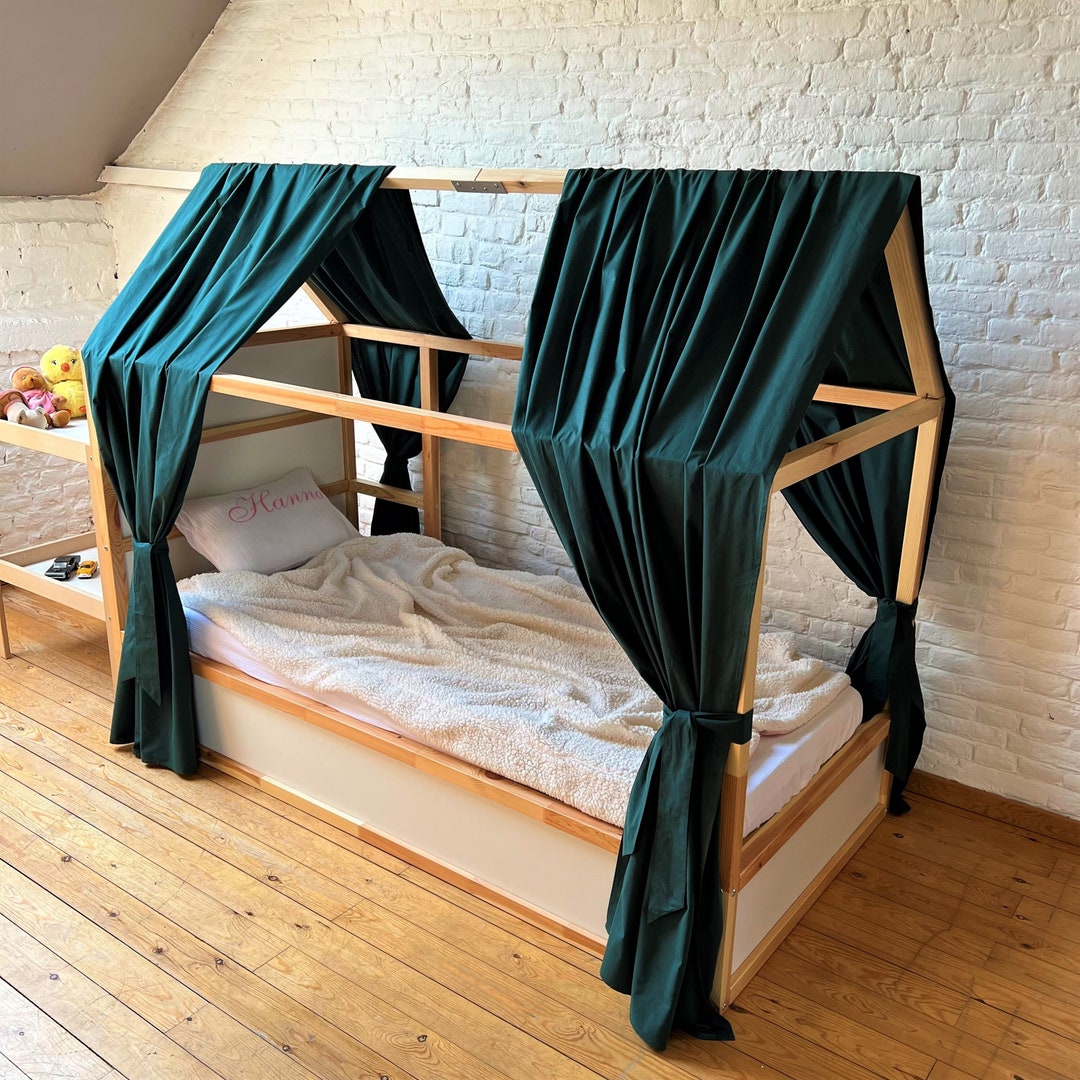 Dark Green Bed Canopy, Toddler Bed Canopy, Montessori House Bed Canopy ...