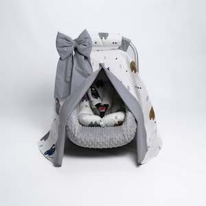 Conjunto de paquete de asiento de coche para bebé, dosel para asiento de coche para bebé, cojín de soporte para la cabeza y el cuerpo del asiento de coche para bebé, funda para asiento de coche y cojines insertables