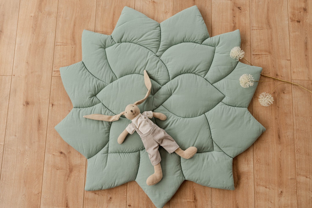 Flower Play Mat, Leaf Play Mat, Baby Play Mat, Nursery Floor Mat, Kids