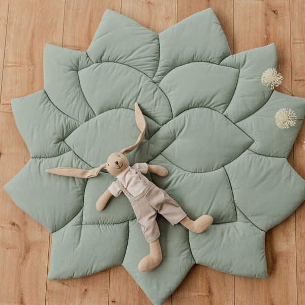 Flower play mat, leaf play mat, baby play mat, nursery floor mat, kids room carpet