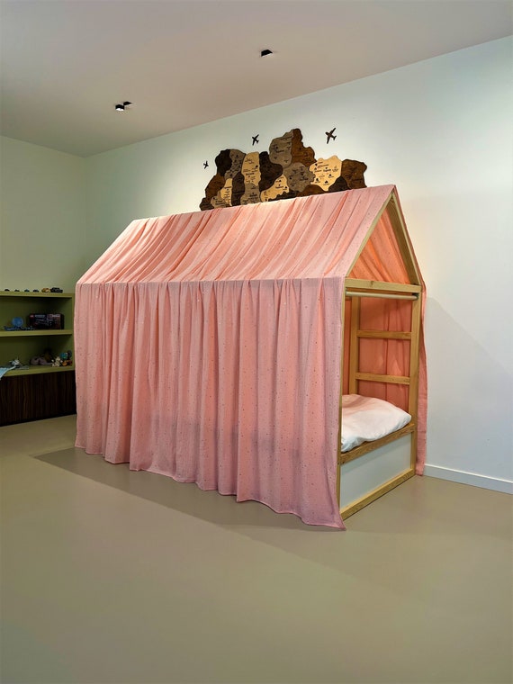 Muslin anopy With Glitter Stars Toddler Bed Canopy Montessori