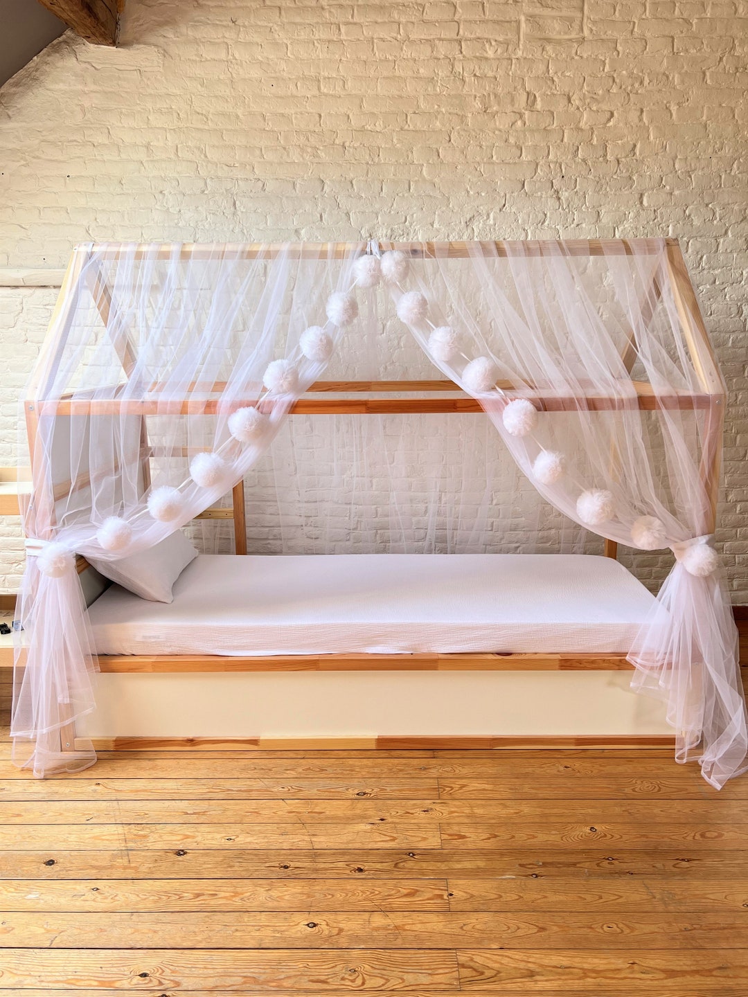 Tulle Canopy, Toddler Bed Canopy, Montessori House Bed Canopy, Crib