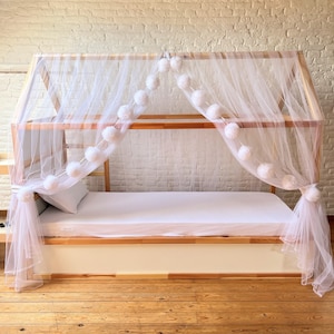 Tulle canopy, toddler bed canopy, montessori house bed canopy, crib muslin curtain, bed baldachin, bed tent