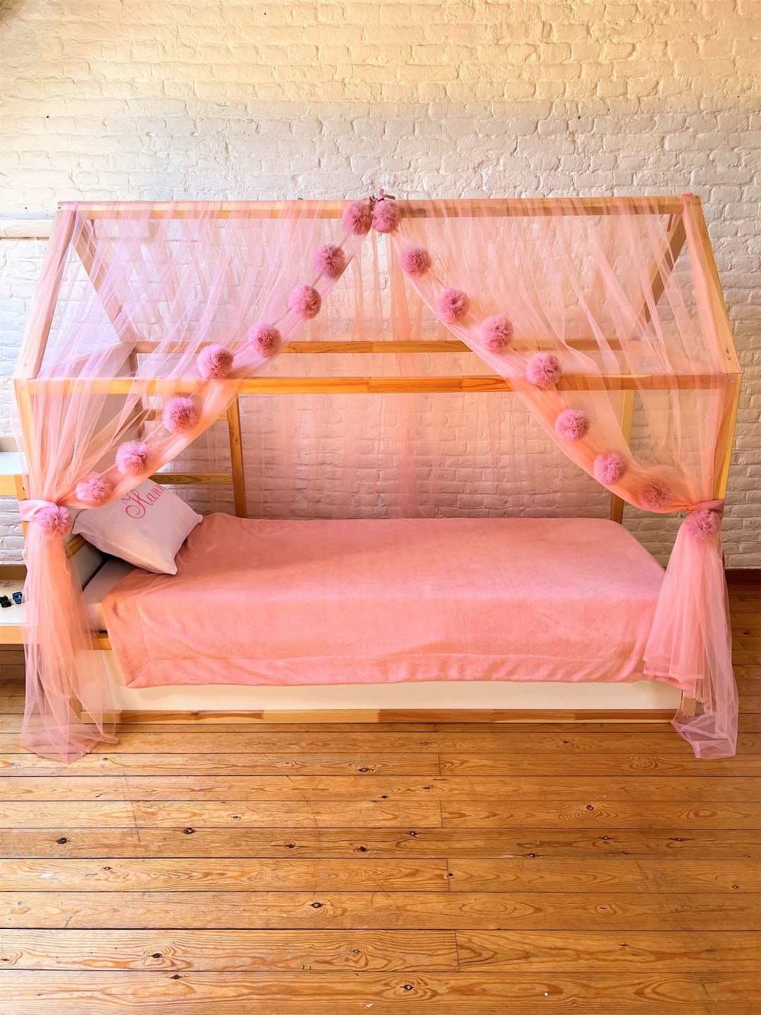 Tulle Canopy, Toddler Bed Canopy, Montessori House Bed Canopy, Crib