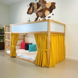 Muslin Ikea kura curtain with glitter stars,muslin kura curtain, loft bed curtain, Ikea kura bed, Ikea kura bunk curtain, canopy bed house