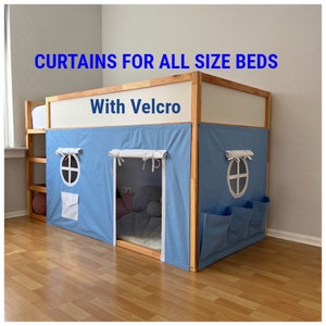Ikea kura curtain, kura curtains, loft bed curtain, Ikea kura bed, Ikea kura bunk curtain, canopy bed house, bunk bed curtains