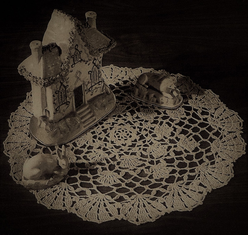 Vintage Crocheted Doily American Thread The Enchanted Castle Round Doily Crocheting Pattern 13 12 Diameter *PDF Instant Download*