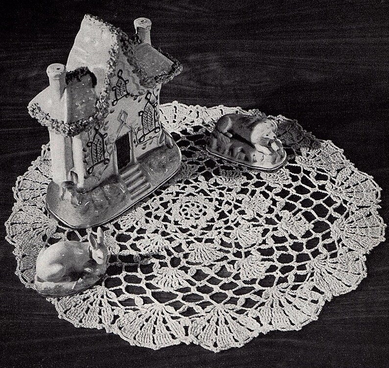 Vintage Crocheted Doily American Thread The Enchanted Castle Round Doily Crocheting Pattern 13 12 Diameter *PDF Instant Download*