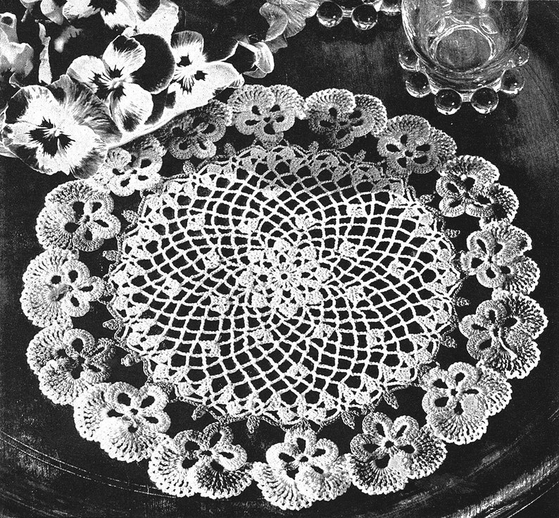 Pansy Doily Pattern Vintage Crocheted Doily 6-8-9-10 Diameter Crocheting pattern *PDF Instant Download*