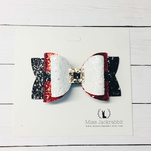 Christmas Hair Bow, Santa Claus Hair Bow, Glitter Santa Bow, Santa Clause Headbands, Santa Clause Hair Clip, Christmas Hair Clip