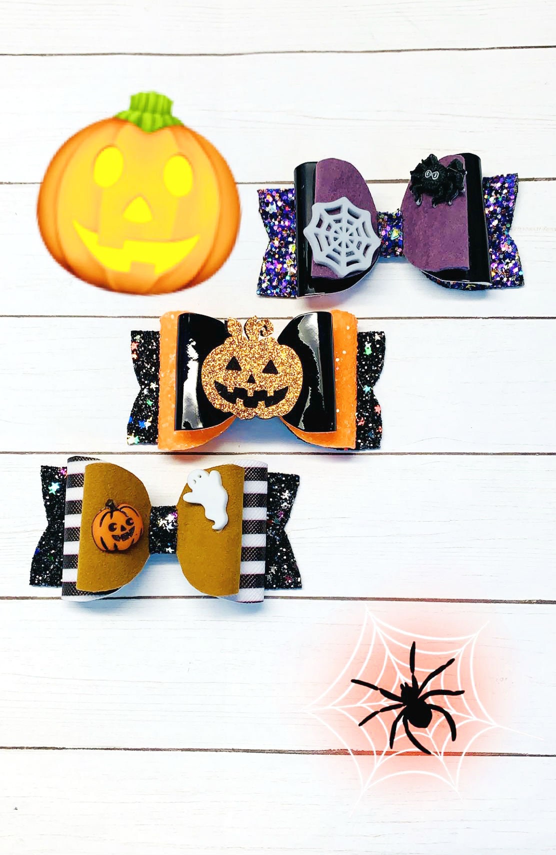 Halloween-Haarschleifen Set – 2 Stück Mit Geist & Kürbis Motiv, Rutschfester Clip Für Damen & Mädchen
