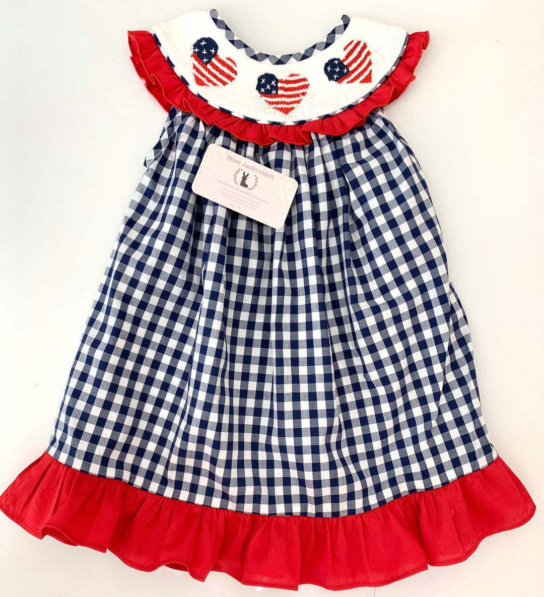 4th of July Dress, Fourth of July Smocked Dress, July Fourth Smocked