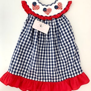 4th of July Dress, Fourth of July Smocked Dress, July Fourth Smocked Dress, Independence Day Smocked Dress, Smocked Dress