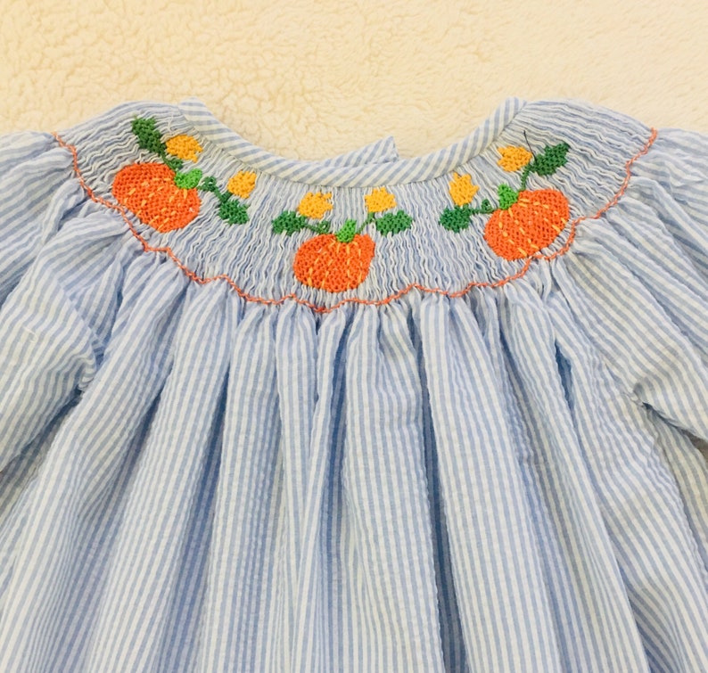 Girls Dress Fall Dress Pumpkin Smocked Dress Thanksgiving Smocked Dress Fall Smocked Dress Smocked Dress Smocked Dress