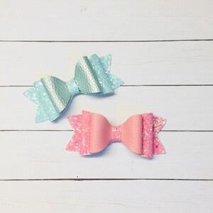 Glitter Hair Bow, Glitter Hair Clip, Toddler Hair Bow, Princess Hair Bow, Pink Hair Bow, Mint Green Hair Clip, Girls Bow