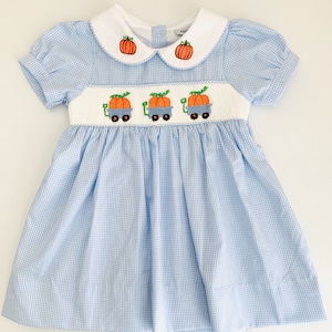Smocked Dress, Thanksgiving Smocked Dress, Pumpkin Smocked Dress, Fall Dress, Fall Smocked Dress, Smocked Dress, Girls Dress