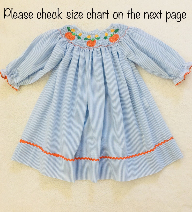 Girls Dress Fall Dress Pumpkin Smocked Dress Thanksgiving Smocked Dress Fall Smocked Dress Smocked Dress Smocked Dress