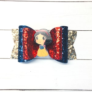 Princess Hair Bows, Snow White Hair Bow, Snow White Hair Clip, Snow White Headbands, Disney inspired Hair Bow