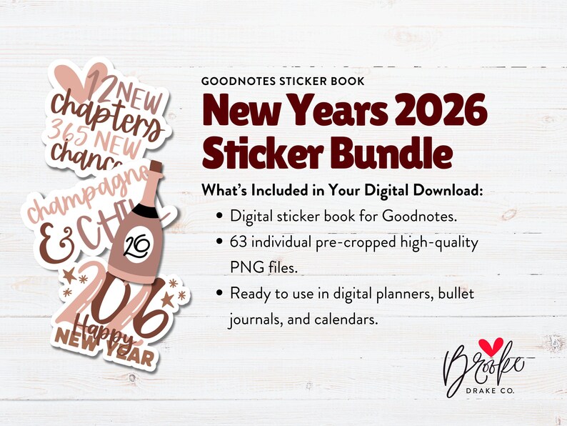 New Year 2026 Goodnotes Sticker Book: Festive Digital Planner Stickers ...