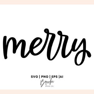 Könnte beinhalten: Schwarz-weißer kursiv geschriebener Text, der "merry" lautet.