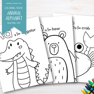 Pages de livre de coloriage ABC, PDF à colorier de l'alphabet, pages à colorier pour enfants d'âge préscolaire, impression activité préscolaire, téléchargement immédiat