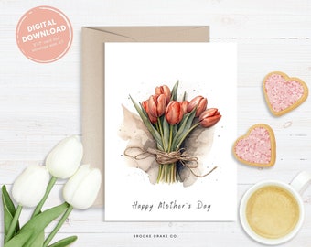 Watercolor Tulips Mother's Day Card (Digital Download)