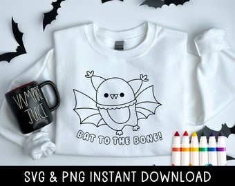 Halloween Kids Color Me Shirt: Spooky Bat SVG PNG (Instant Download)