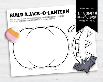 Jack O'Lantern Printable Craft: Kids Halloween Activity (PDF, JPEG)