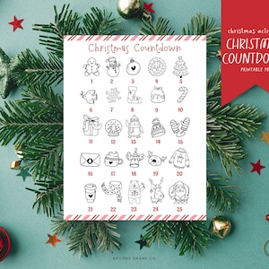 Kinder Weihnachten Adventskalender Färbung Aktivitätsseite, pädagogisch, Spielzimmer Homeschool Vorschule & Montessori, digitaler Download PDF